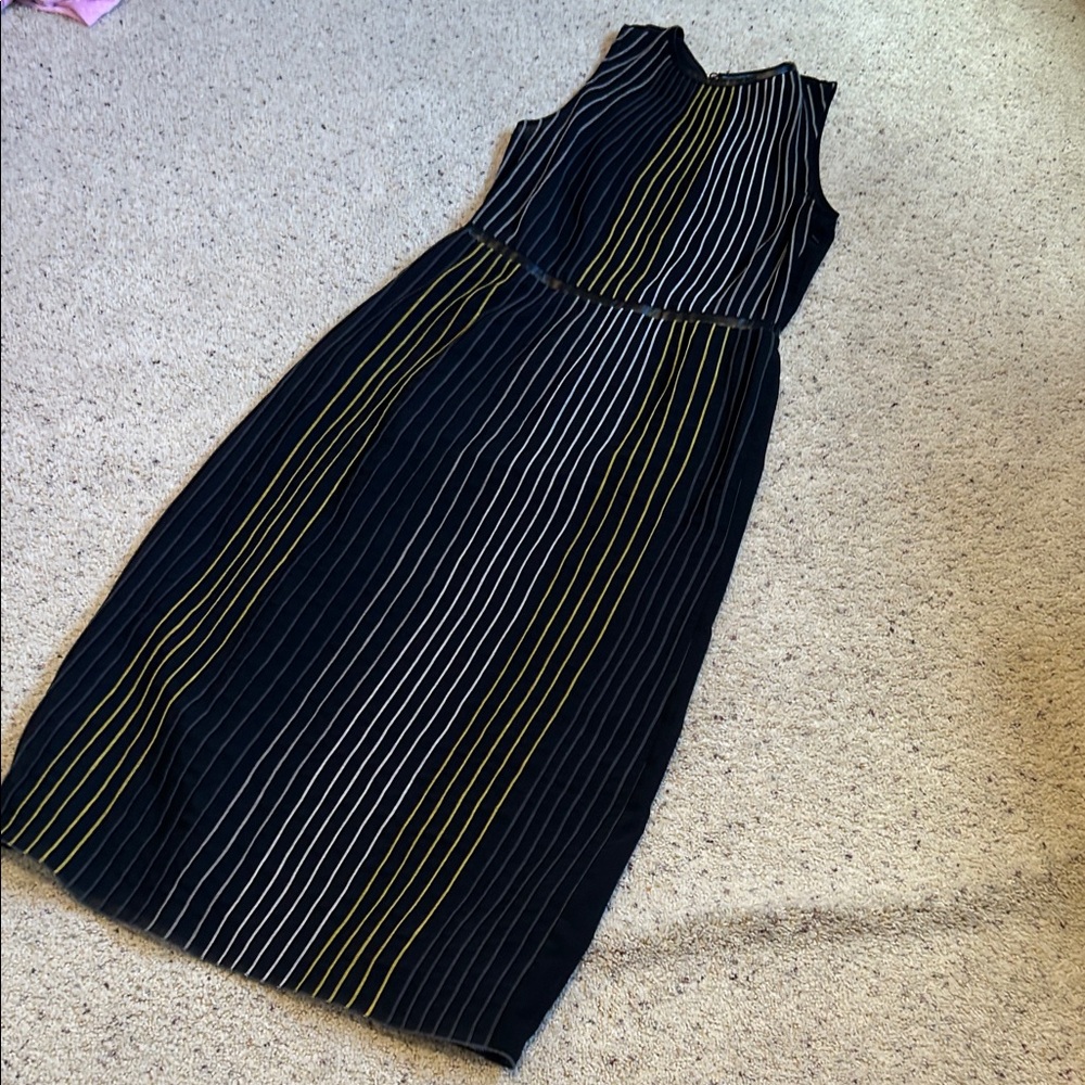 Guess Black and Gold Striped Midi Dress